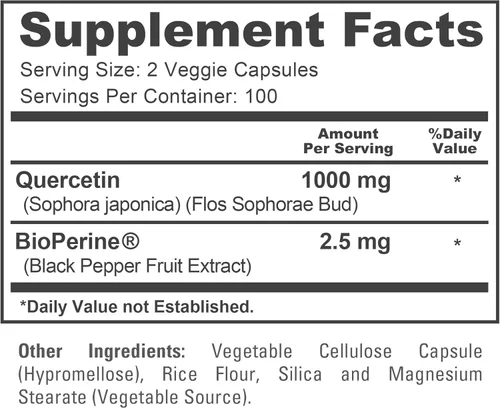 Vista 4 de NusaPure Quercetina - Apto para vegetarianos/veganos, sin OMG - 1000 mg - 200 cápsulas