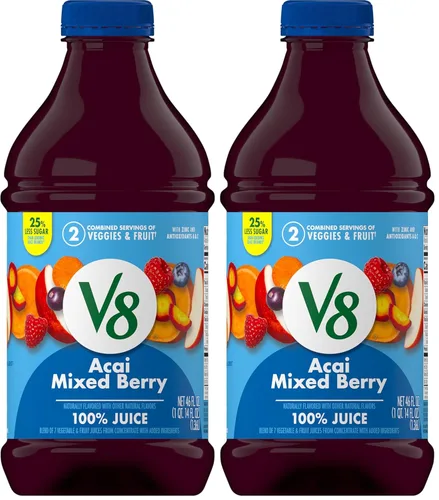 Vista 12 de V8 Acai Mezcla de bayas 100% jugo de frutas y verduras, botella de 46 onzas líquidas