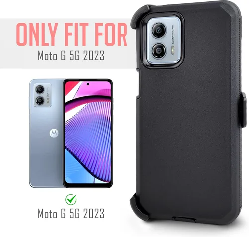 Vista 5 de Funda para Motorola Moto G-Power-5G 2023: Moto G 5G 2023, con funda de clip para cinturón, protección de cuerpo completo resistente, protector