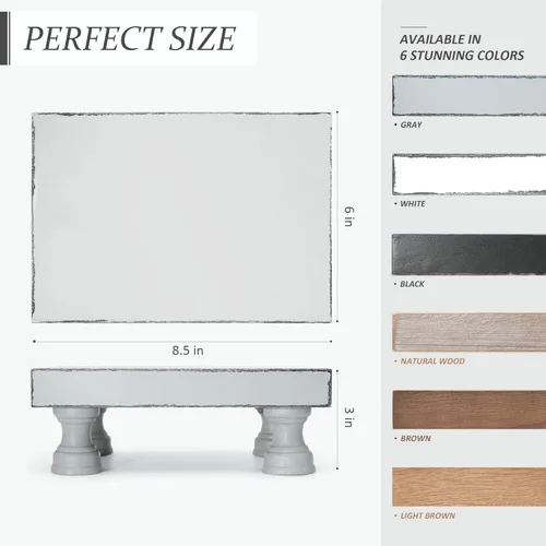 Vista 8 de EOSAHR Elegante y moderno juego de pedestal para decoración del hogar de granja, elevadores decorativos de madera, soporte para jabón y elegante