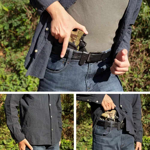 Vista 5 de Funda híbrida universal Kydex y nailon, apta para Glock 17/19/19X, Sig P365/P320, Taurus G2C/G3C, M&P Shield, Springfield XD-S, CZ P-10C, Bersa