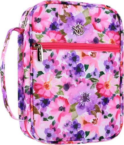 G-LEAF Funda para biblia o libro, funda para la Biblia para mujeres y niñas, bolsas de cubierta de la Biblia con patrón floral con asa para Biblia