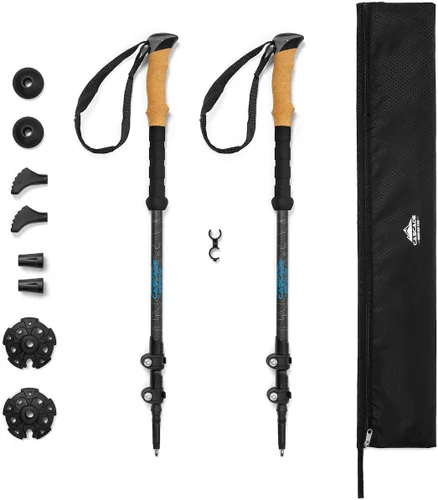 Vista 11 de Cascade Mountain Tech - Bastones de senderismo de fibra de carbono, bastones para caminar o hacer senderismo con seguros ajustables rápidos