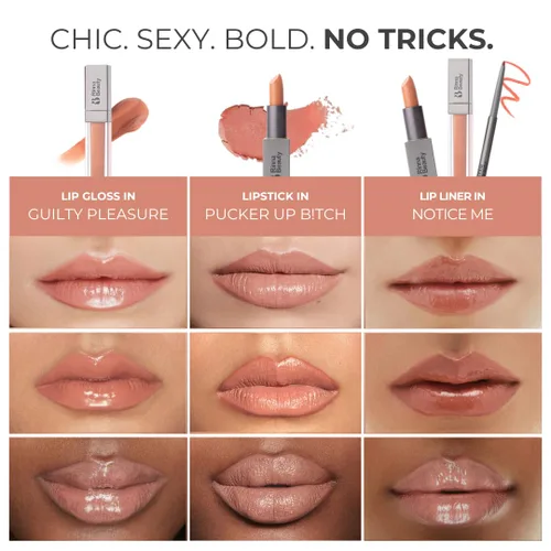 Vista 2 de Rinna Beauty Icon Lip Kit - Sin disculpas - Kit de labios todo en uno - Incluye lápiz labial, brillo de labios y delineador de labios - Aspecto