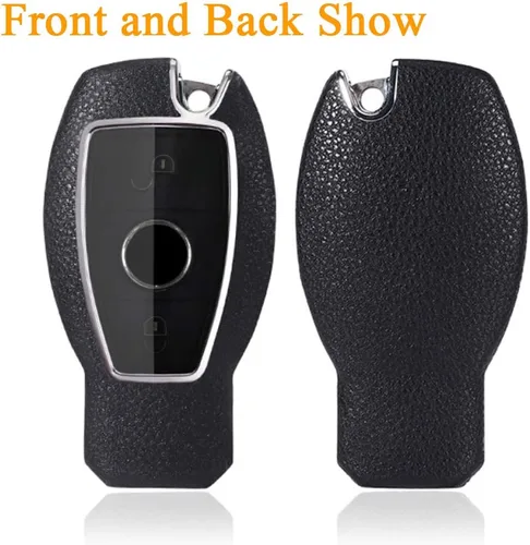 Vista 2 de SANRILY Funda para llave Mercedes Benz A B C E R Class GLK GLA GLC GLE CLS SLK AMG Funda protectora de llave con llavero negro
