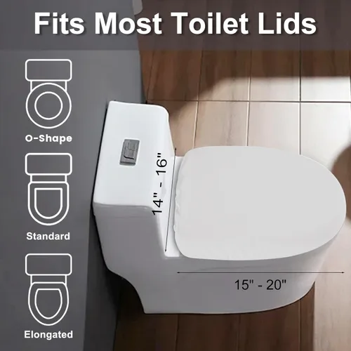 Vista 3 de Funda elástica para tapa de inodoro de elastano, funda gruesa para asiento de inodoro para baño, funda de inodoro suave y lavable, se adapta a