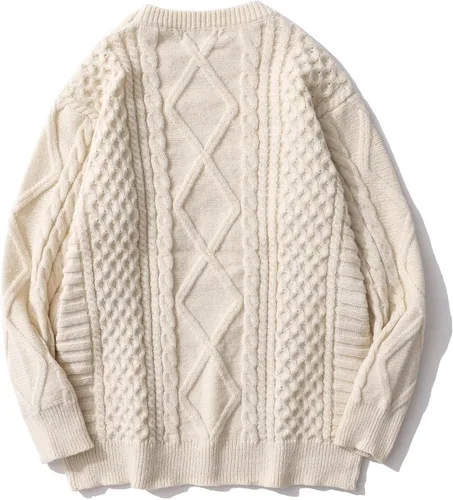 Vista 2 de Aelfric Eden Suéter vintage de punto trenzado para mujer, suéter casual de gran