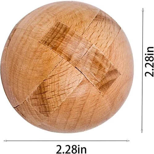 Vista 3 de Rompecabezas de madera hecho a mano con bola mágica, juego de inteligencia, rompecabezas de esfera para adultos
