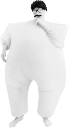 Traje inflable de gordo, adulto estándar, Blanco
