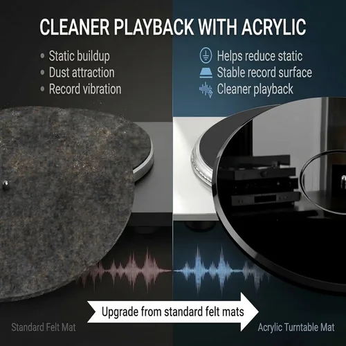 Vista 4 de Alfombrilla acrílica para tocadiscos Slipmat para discos: Alfombrillas deslizantes de vinilo para plato de 12 pulgadas, accesorios para tocadiscos