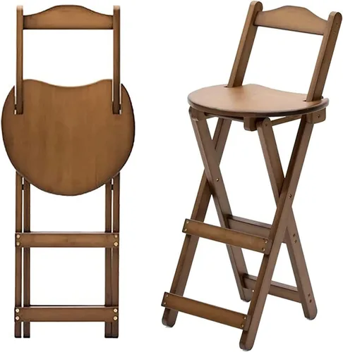 Taburete plegable con respaldo, taburete de bar portátil de altura de mostrador de cocina, reposapiés, silla de madera para el hogar, cocina y