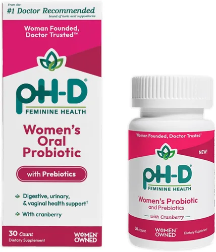 pH-D Feminine Health Support - Probiótico para la salud de la mujer con mezcla prebiótica, extracto de fruta de arándano - Suplemento oral - 30