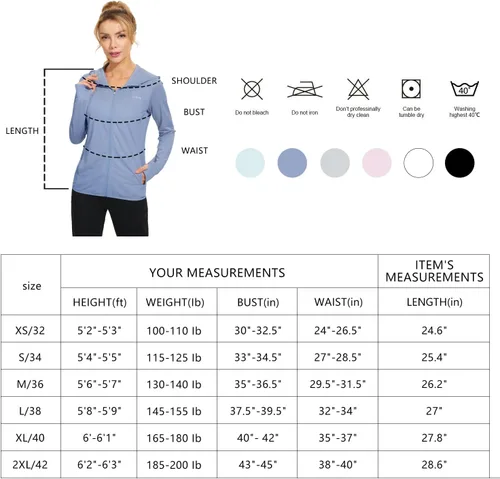 Vista 7 de Libin sudadera con capucha para mujer, con cremallera completa, UPF 50+, capucha con protección solar, de manga larga, para senderismo