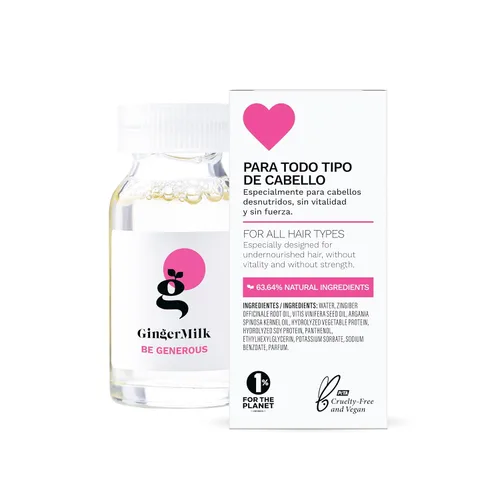 Vista 2 de Ampollas nutritivas para el cabello con leche de jengibre con proteínas, 6 x 0.5 fl oz