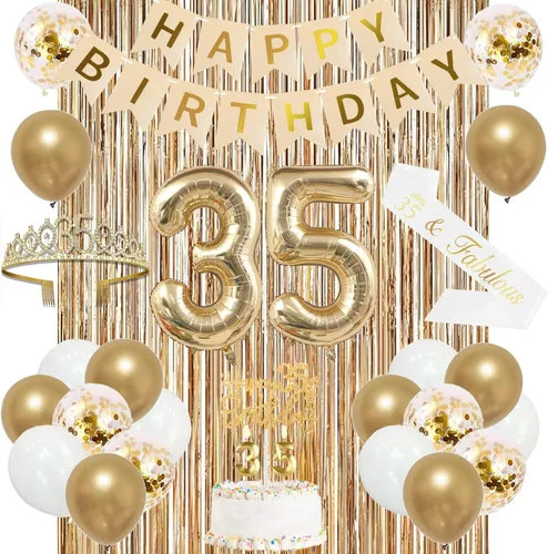 Vista 35 de Trgowaul Decoraciones de 9º cumpleaños para niñas, pancarta, banda y corona, decoración de pastel, globo de número 9, cortinas de flecos