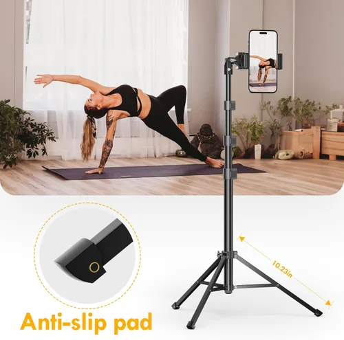 Vista 7 de EMART Soporte de trípode para teléfono celular de 52 pulgadas para iPhone, soporte ajustable para teléfono celular con control remoto, portátil