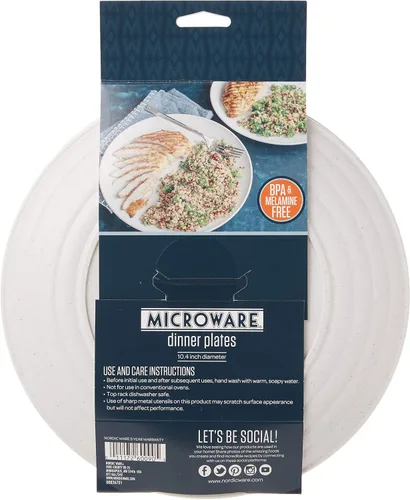 Vista 5 de Nordic Ware platos de polipropileno para microondas, color blanco, 10 pulgadas (paquete de 4)