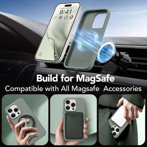 Vista 1988 de GONEZ Funda magnética para iPhone 14, compatible con Magsafe, con protector de pantalla + protector de cámara, forro de microfibra antiarañazos