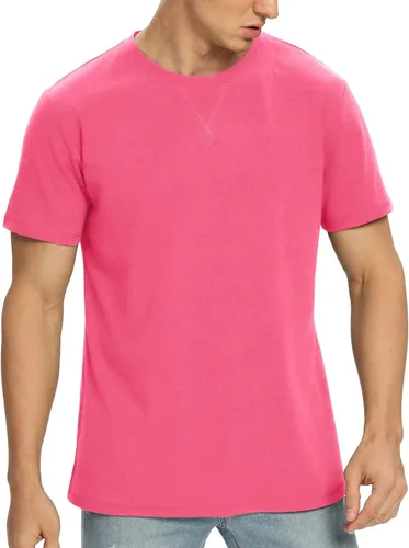 Vista 46 de NITAGUT Camiseta clásica de algodón para hombre con cuello redondo