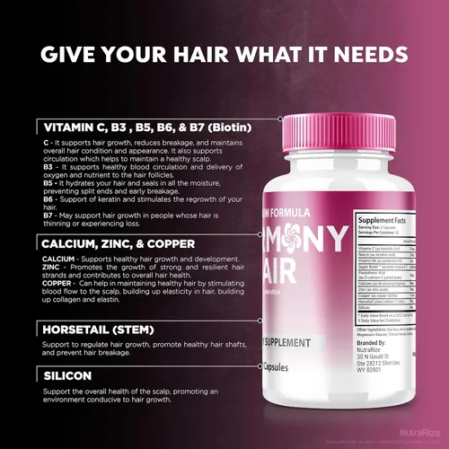 Vista 5 de NutraRize HarmonyHair Capsules (2 unidades) - Desbloquea el potencial de tu cabello con nuestra fórmula natural, vitaminas prémium para un cabello