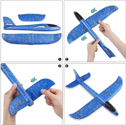 Vista 2 de Paquete de 2 aviones de espuma de lanzamiento, 13.7 pulgadas, 2 modos de vuelo, modelo de aviones de inercia planeadores, lanzamiento manual Epp