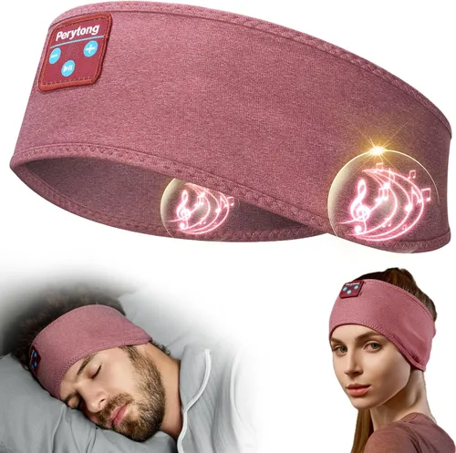 Vista 12 de Perytong Auriculares para dormir con Bluetooth, diadema inalámbrica para dormir con cómodos auriculares para dormir de lado, máscara de ojos