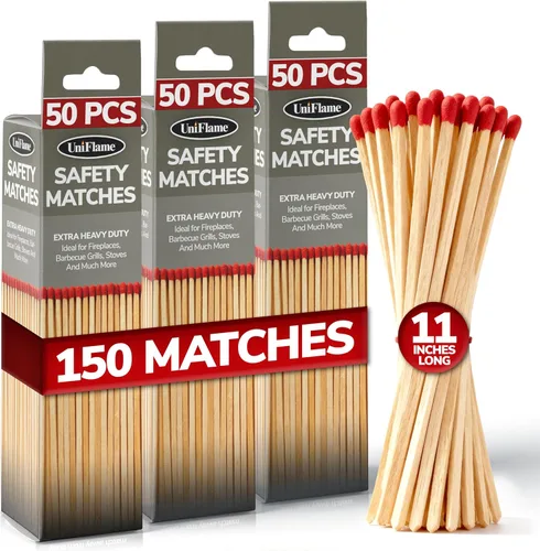 Vista 9 de Cerillas de seguridad de madera extra largas de 11 pulgadas (paquete de 1) – Ideal para encender chimeneas, velas, parrillas y fogatas