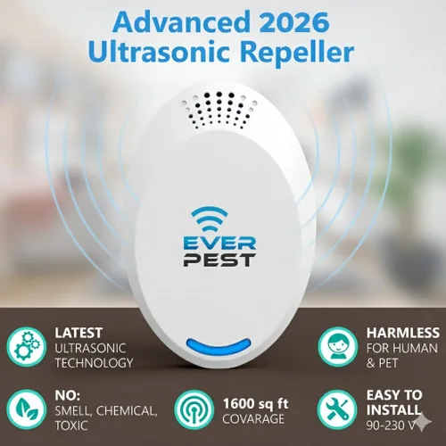 Vista 2 de Ultrasonic Pest Repeller (2-Pack) Plug in Flea Rat Roach Mosquito Cockroaches Rodent Spider Scorpion Fruit Fly Insect Indoor Plug Repellent