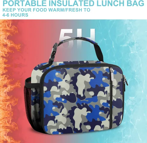 Vista 4 de esouler Lonchera Infantil Bolsa de Almuerzo Aislada para Niños y Niñas Lonchera Infantil Duradera para la Escuela con Soporte para Botella