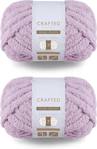 Vista 13 de Crafted By Catherine Hilo de Chenille Grueso - Paquete de 2 (8 oz / 227 g, 31.7 Yardas Cada Madeja), Beige, Calibre 7 Jumbo