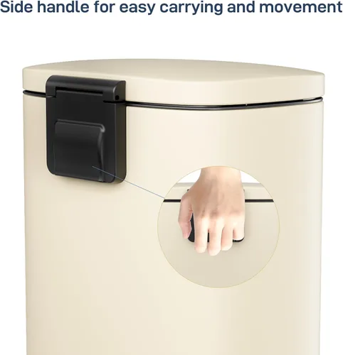 Vista 5 de Arlopu Cubo de basura de acero inoxidable de 8/13.2 galones, cubo de basura de cierre suave con cubo interior de plástico extraíble, a prueba