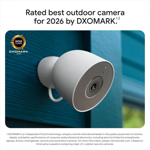 Vista 13 de Google Nest Cam Outdoor (cableada, 2.ª generación) - Cámara de seguridad con video 2K y Géminis, visión nocturna, audio bidireccional - Funciona