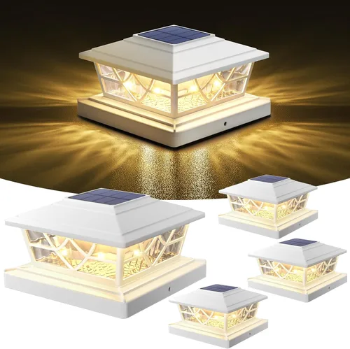 Vista 11 de Luces solares para postes al aire libre, paquete de 12, 2 modos LED, luces solares para postes de plataforma y valla para 3.5 x 3.5, 4 x 4, 5 x 5