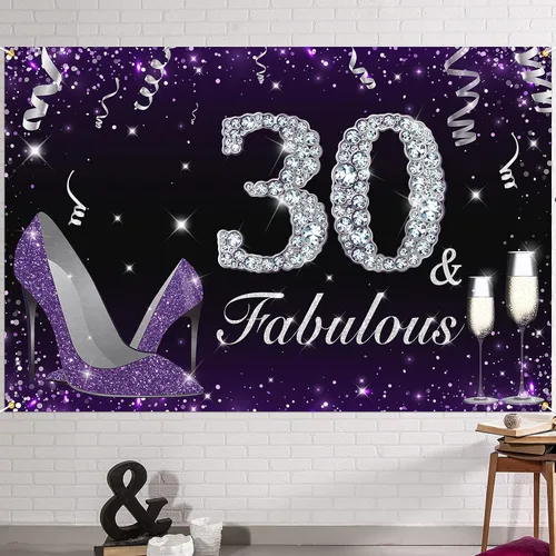 Vista 28 de HAMIGAR Fabuloso telón de fondo de cumpleaños tacones altos morados