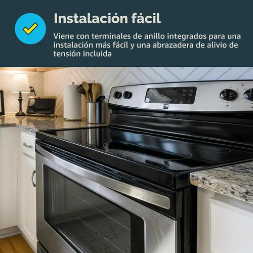 Vista 4 de Eastman Cable para estufa eléctrica de 5 pies, 50 amperios, 3 clavijas, 61242