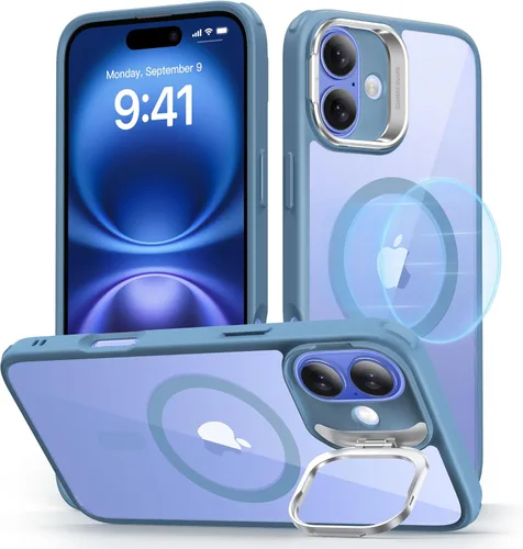 Vista 13 de ESR Funda para iPhone 16 Plus, compatible con MagSafe, funda protectora de grado militar, funda para teléfono con soporte integrado, cubierta