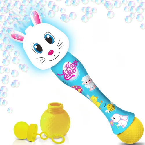 Vista 11 de ArtCreativity Varita de burbujas de conejo de Pascua (paquete de 2), relleno de cesta de Pascua para niños pequeños, máquina automática de burbujas