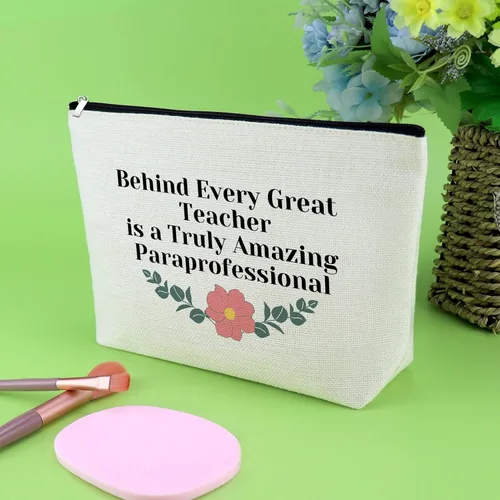 Vista 6 de Bolsa de maquillaje para paraeducador, regalo divertido para paraprofesional, regalo de agradecimiento para maestro, asistente, regalos