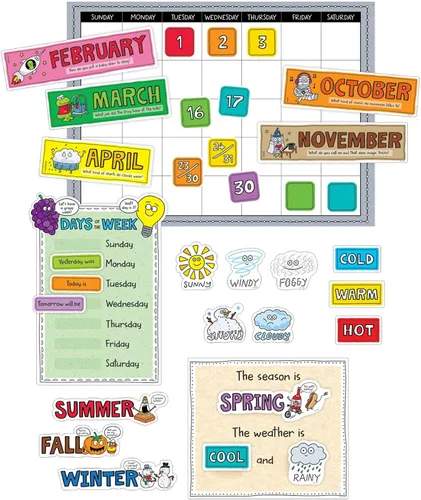 Vista 16 de Creative Teaching Press Bold & Bright - Juego de calendario, tablón de anuncios CTP y exhibición para el aula, 67 piezas