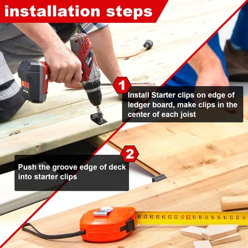 Vista 4 de Clips de arranque de acero inoxidable 304, clips universales para cubierta con tornillos para cubiertas compuestas, sujetadores ocultos