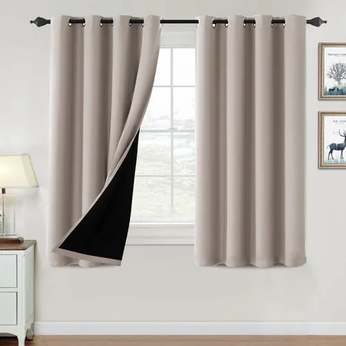 Vista 113 de H.VERSAILTEX Cortinas 100% de opacidad para dormitorio, con aislamiento térmico, cortinas opacas de 63 pulgadas de largo, cortinas de bloqueo
