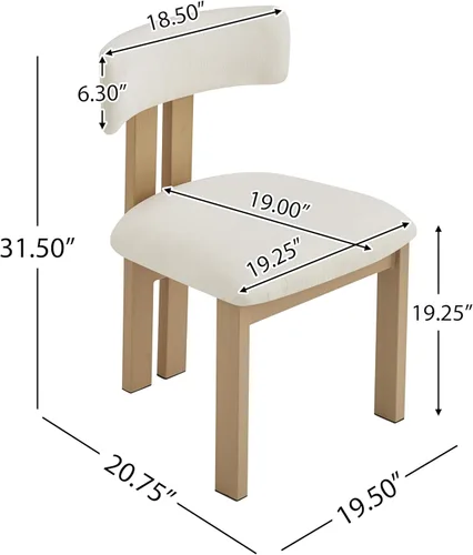 Vista 3 de Set of 2 Modern Upholstered Armless Dining Chairs with Metal Legs, Kitchen Chairs, Desk Chairs, Table & Chair Sets for Dining Room and Office Beige