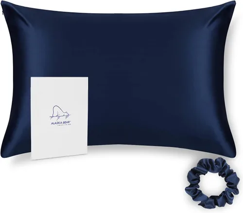 Vista 27 de ALASKA BEAR - Funda de almohada de seda para el cuidado del cabello y la piel, para un sueño reparador, de seda de morera 100% real, Crema