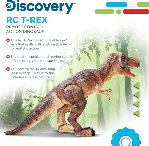 Vista 3 de Discovery™ Remote Control T-Rex Dinosaur – Realistic Jurassic RC Action Figure with Walking Legs, Roaring Sounds, Chomping Mouth Dinosaur Toys for