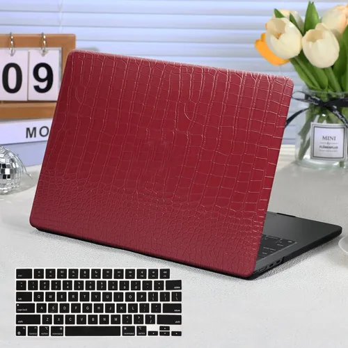 Vista 11 de Funut Funda de cocodrilo para MacBook Air de 15 pulgadas M5 M4 M3 M2 2026 2025-2023 A3448 A3241 A3114 A2941, elegante funda de piel de cocodrilo