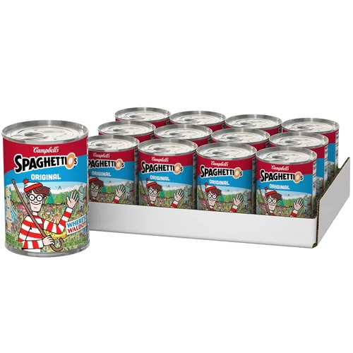 Vista 50 de SpaghettiOs Pasta enlatada original más calcio, lata de 15.8 onzas (paquete de 12)