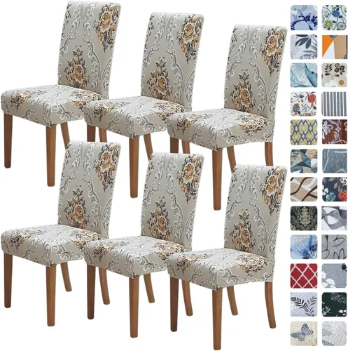 Vista 61 de SPRINGRICO Juego de 4 fundas elásticas para sillas de comedor de Navidad, fundas para sillas Parsons de cocina, fundas de asiento extraíbles