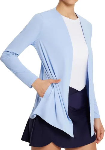 BALEAF Cárdigan ligero UPF 50+ para mujer con bolsillos, manga larga, protección UV, ropa de secado rápido