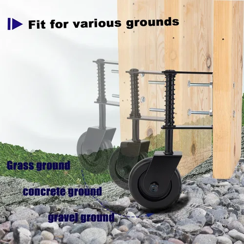 Vista 5 de Rueda de puerta resistente de 4.3 pulgadas, rueda de puerta con resorte cargado, goma giratoria de 360° para puerta de madera/granero, rueda