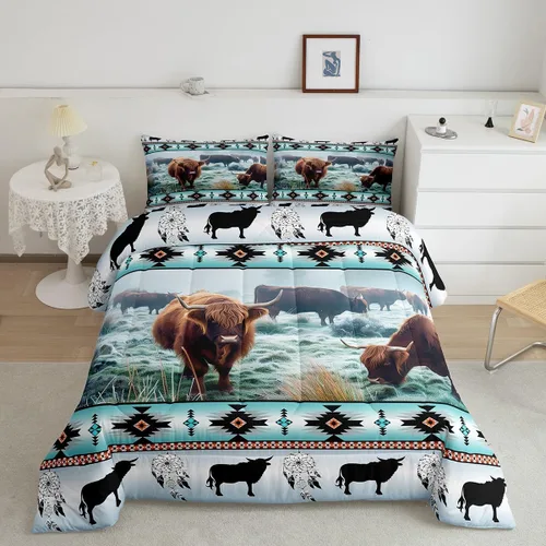 Vista 86 de Juego de ropa de cama con relleno de edredón con diseño de caballo y atrapasueños para niños, adolescentes y hombres, juego de edredón con estampado